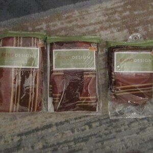 3 Echo Decorative Valance striped&Solid Pattern 58 X 20 inches NEW